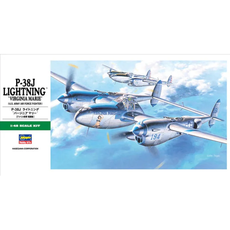 Hasegawa 9101 1/48 Lockheed P-38J Lightning ‘Virginia Marie’ Model Aircraft Kit