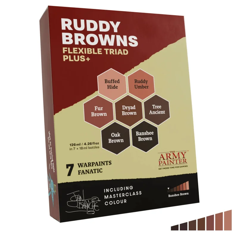 The Army Painter WP8089P Warpaints Fanatic: Ruddy Browns Flexible Triad Plus+ Acrylic Paint Set (7 Colors) 18ml Bottles